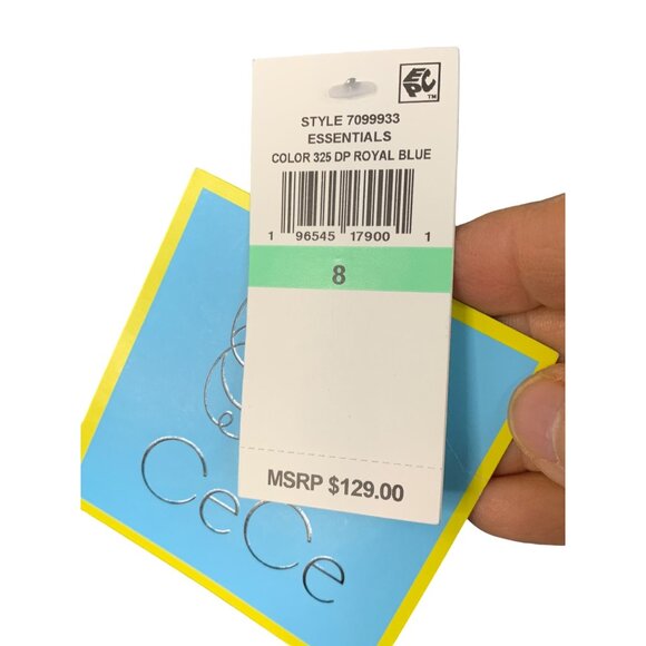 CeCe Godet Royal Blue Dress Size 8 Short Sleeve Ruffle Neck $129 NWT 7651 - Picture 5 of 8